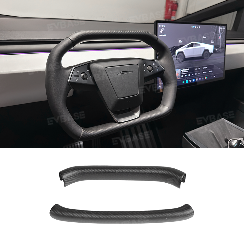 Tesla Cybertruck Steering Wheel Covers Real Carbon Fiber Upper Lower Overlays Trims