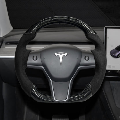 EVBASE Customized Tesla Carbon Fiber Steering Wheel Model 3 Y Tesla Accessrioes