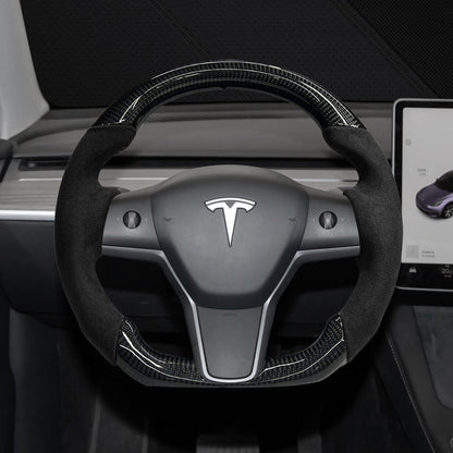 Tesla Model 3 Y Steering Wheel Carbon Fiber Personality Customize with Heating Function