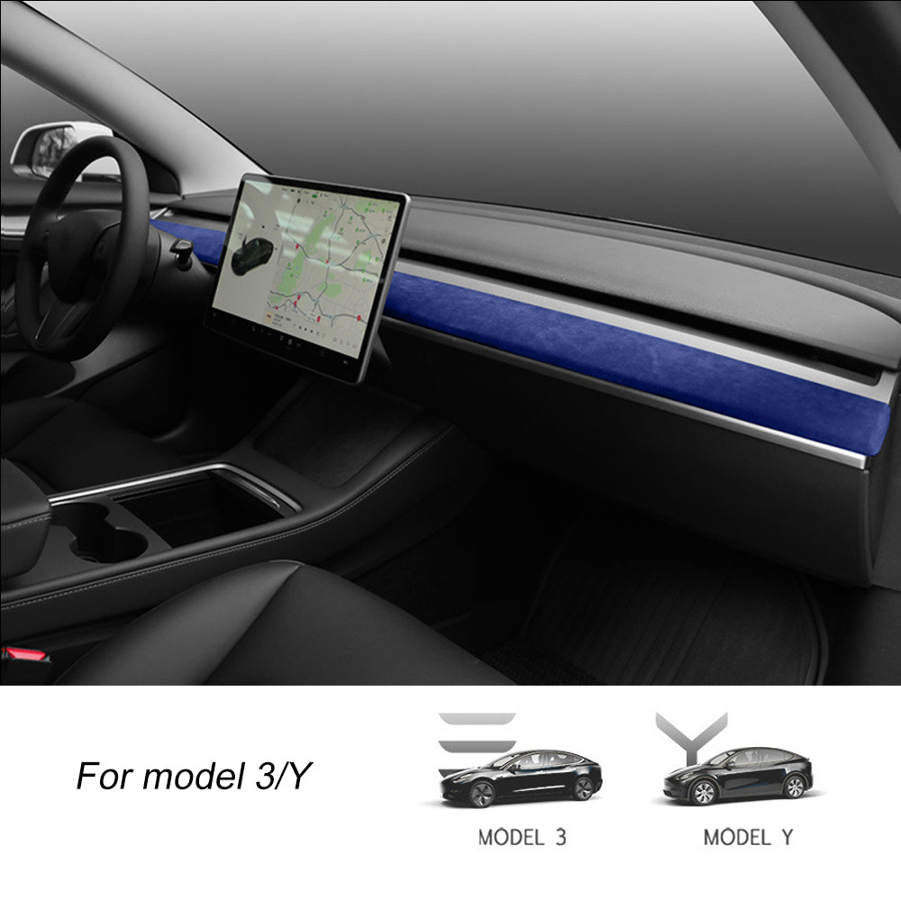 Tesla Model 3/Y Alcantara Dashboard Cover Interior Trim Dash Replacement Center Console Panel Strip