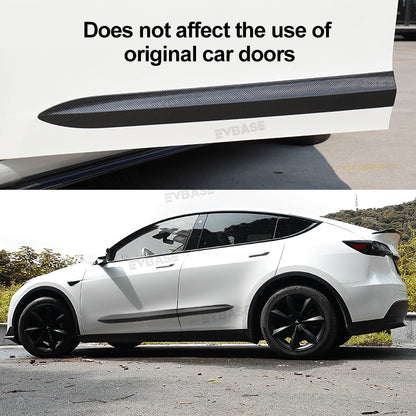 Tesla Model 3 Y Door Skirt Trim Kit Real Carbon Fiber Side Door Guards Scratch Protector Strips