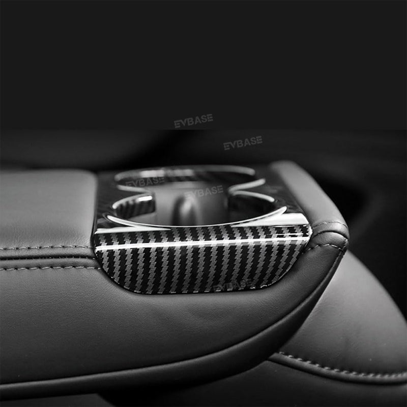 Tesla Model Y Juniper Cup Holder Trim Rear Armrest Real Carbon Fiber Cover Center Console Overlay Panel