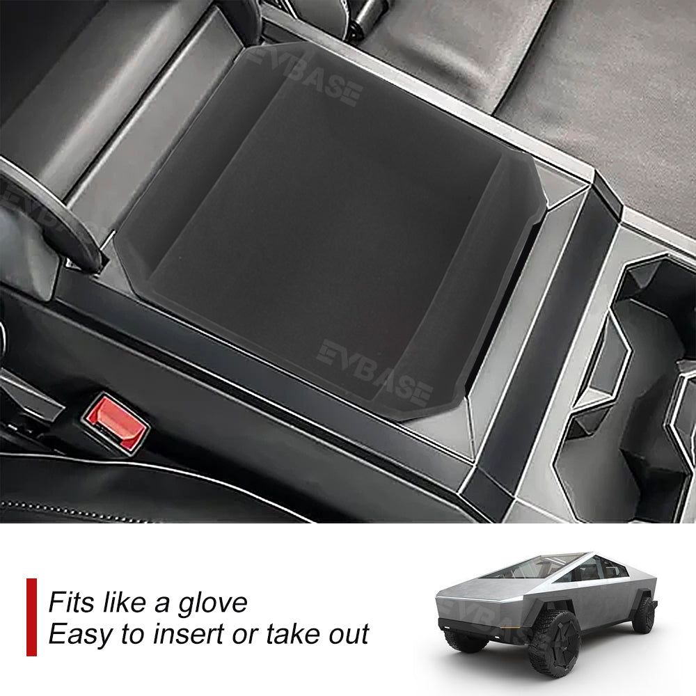 Tesla Cybertruck Armrest Box Organizer Storage Box ABS Flocked Liner Center Console Tray EVBASE