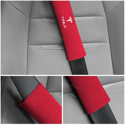 Tesla Seat Belt Cover Alcantara Suede Shoulder Pad for Model 3 Y X S Interior Accessories EVBASE