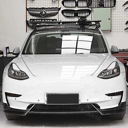 EVBASE Tesla Model Y Front Bumper Lip Fascia Front Lip Spoiler ABS Sport Body Kit Front Apron Model 3