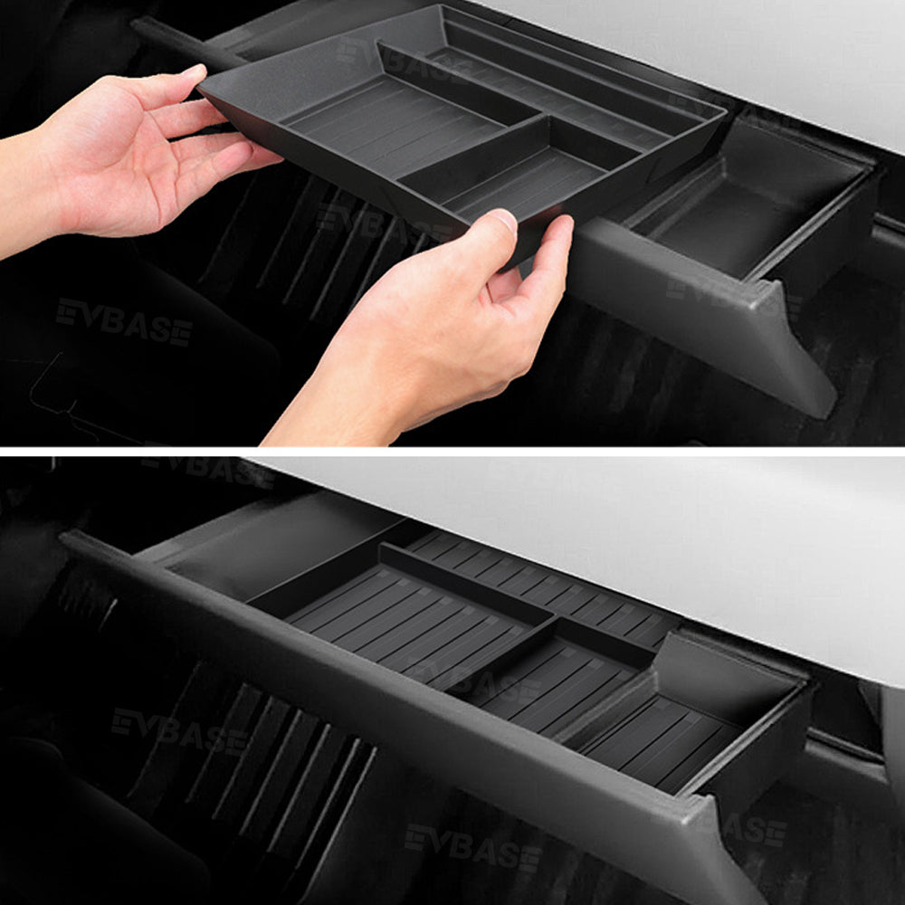 Tesla Cybertruck Glove Box Organizer Tray Storage Box With Rubber Mat EVBASE