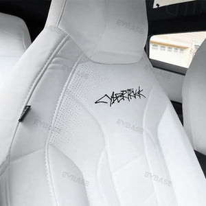 Tesla Cybertruck Seat Covers NAPPA Leather Full Coverage Seat Protector (Black/White)