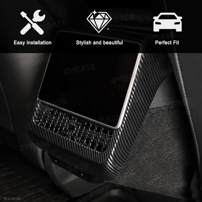 Tesla Model Y Juniper/3 Highland Rear Screen Overlay Real Carbon Fiber Backseat Air Vent Cover Protection