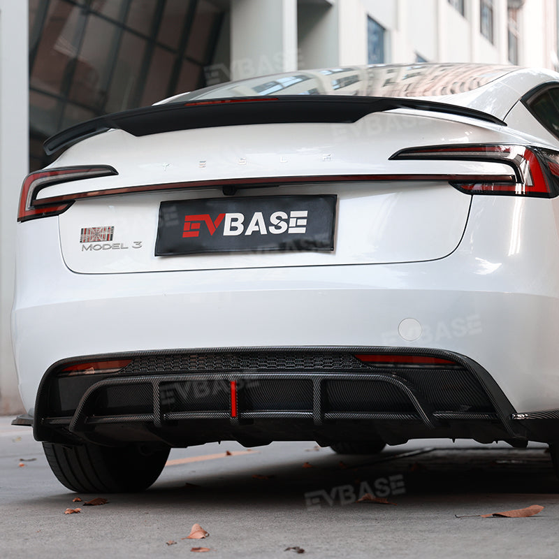 Tesla Model 3 Highland Rear Diffuser Bumper Lip ABS Spoiler Splitter Replacement With Brake Light