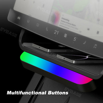 Tesla Model 3/Y/ 3 Highland Under Screen Storage Tray With LED Ambient Light Center Console Organizer Box EVBASE