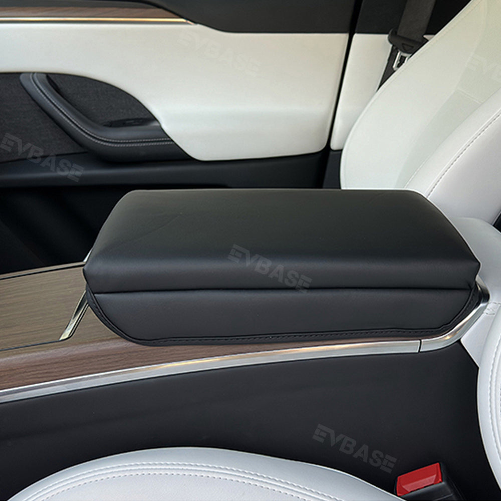 EVBASE Tesla Model X S Center Console Cover Armrest Pad Nappa Leather Tesla Accessories