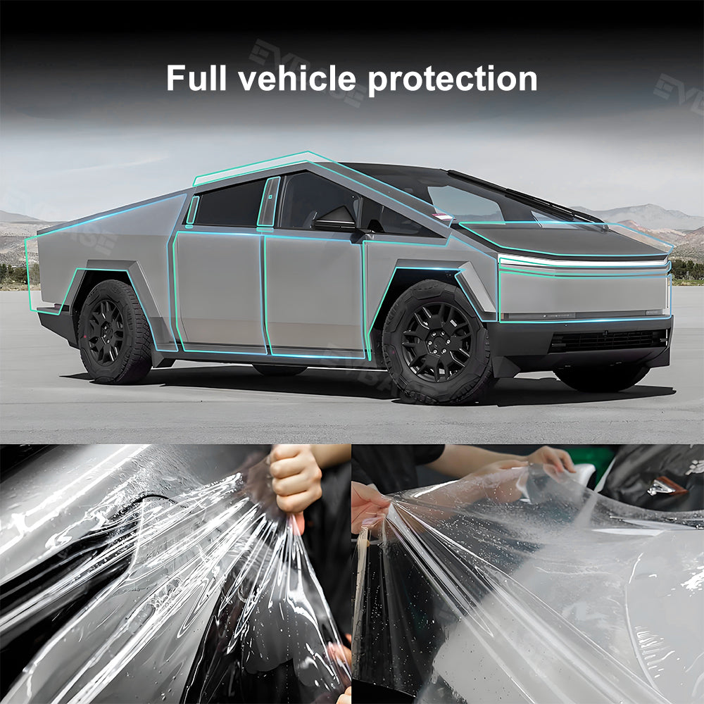 Tesla Cybertruck TPU Wrap Invisible Pre-cut Full Coverage Protective Film PPF Paint Protection Film