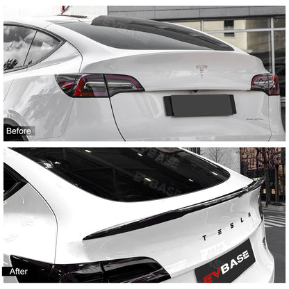 EVBASE Tesla Model Y Spoiler Real Carbon fiber Rear Trunk Lid Big Sport Spoiler Wing Glossy