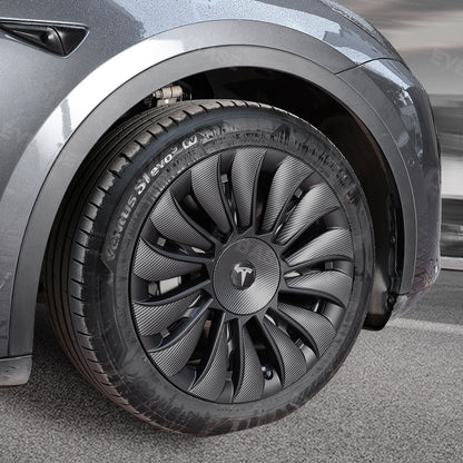 Model Y Überturbine Wheels Covers 19inch Carbon Fiber Texture for Tesla Gemini Wheels Exterior Accessories