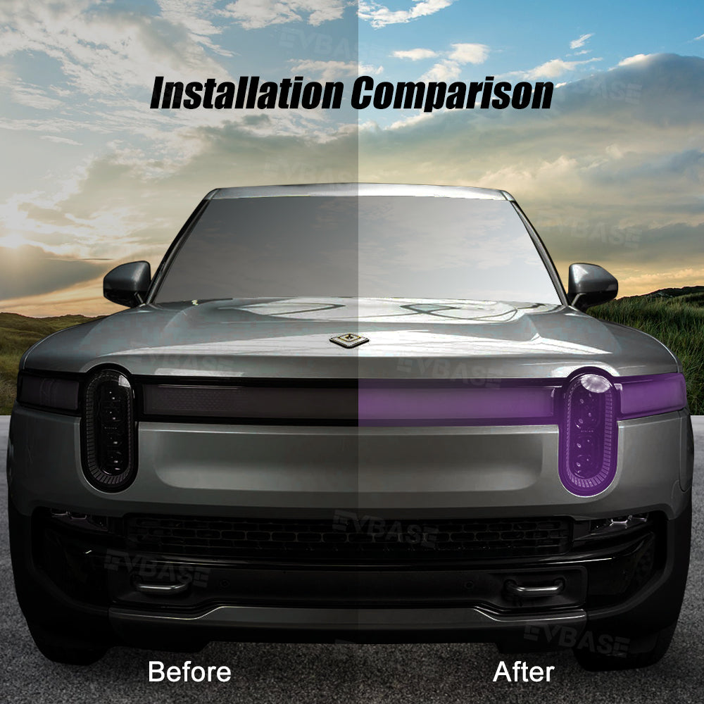 Rivian R1T Headlights TPU PPF Paint Protection Film Purple / Smoke Tint Waterproof Shield Guard Pre-Cut Transparent Film Kit