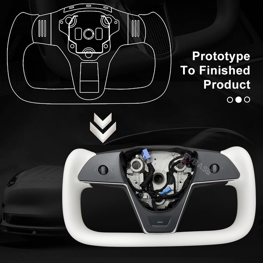 Tesla Model 3 Y Yoke Steering Wheel Inspired by Model X/S Yoke Nappa Black|EVBASE