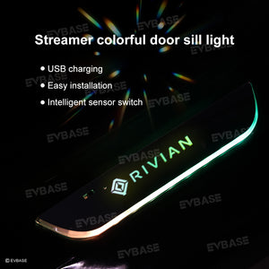 Rivian R1T R1S Illuminated Door Sill Covers  Protector LED Light Plates Trim Welcome Pedal EVBASE