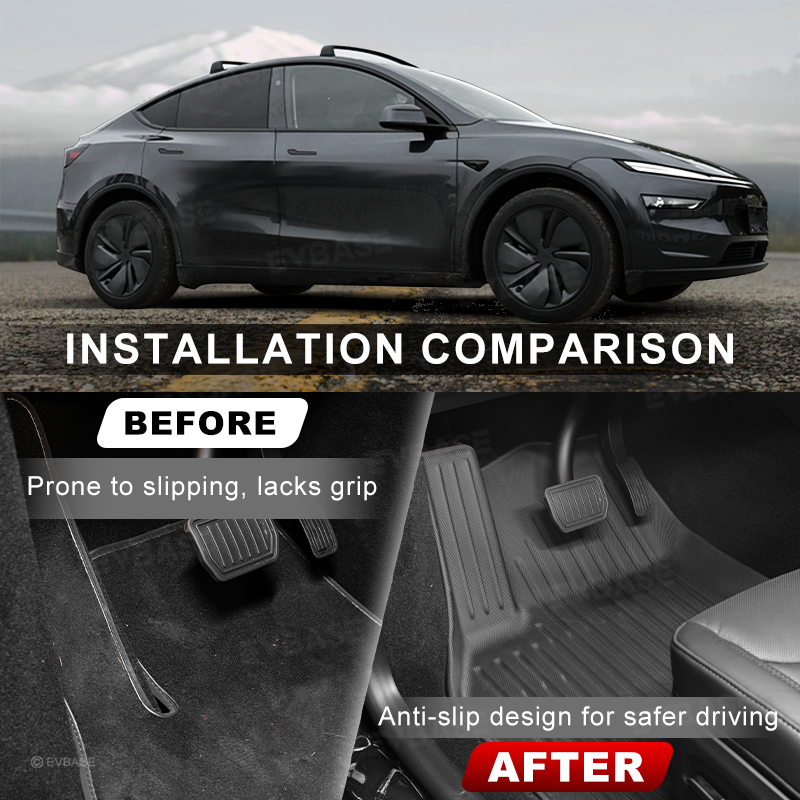 Tesla Model Y Juniper Floor Mat TPE Anti-Slip Trunk Mat Cargo Liner Back Seat Cover All Weather Protection