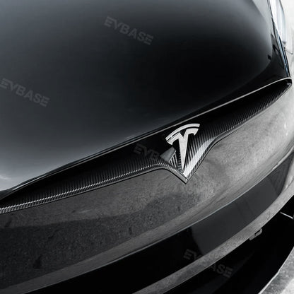 EVBASE Tesla Model S/X Front End Inlay Real Carbon Fiber Decorative V Trim Strip Panel