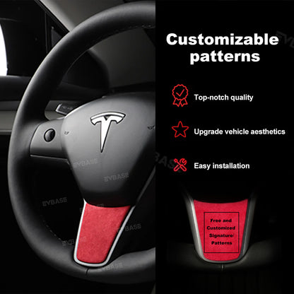 Customized Tesla Model 3 Y Steering Wheel Middle frame Cover Alcantara Suede Cover