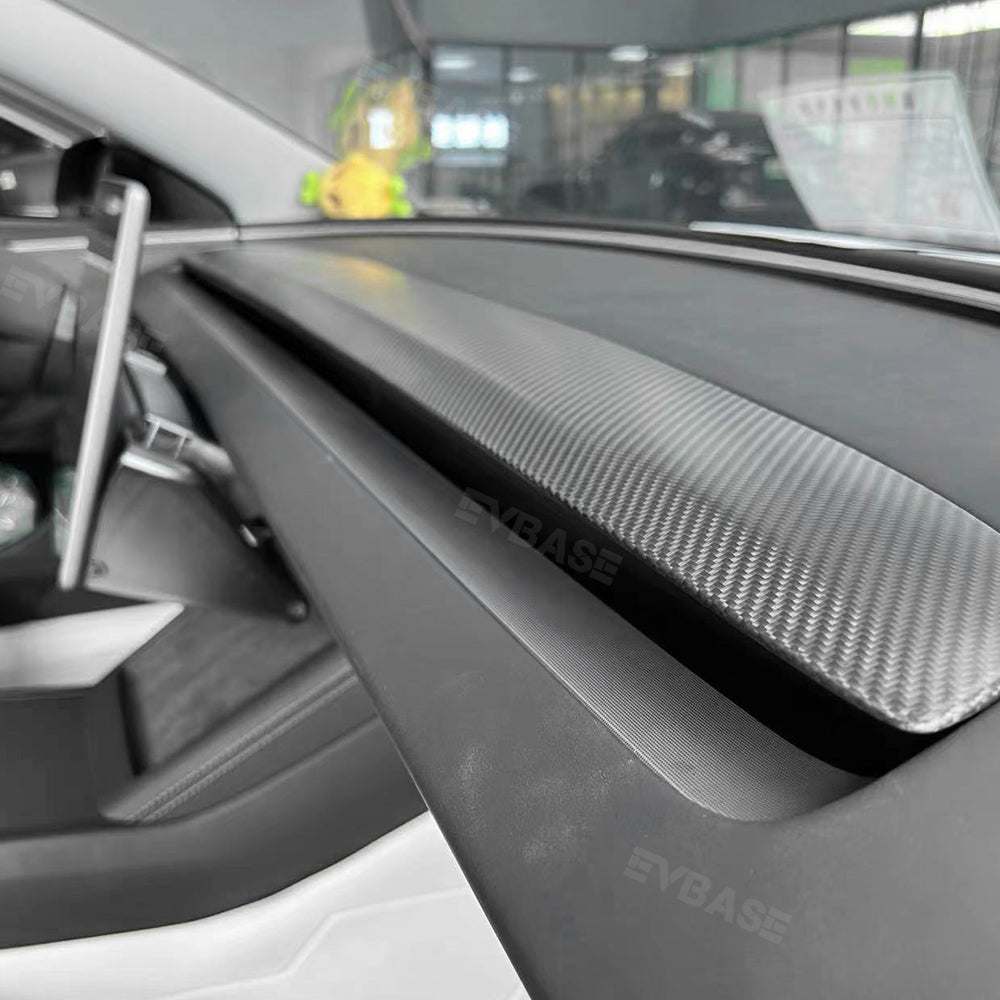 EVBASE Real Carbon Fiber Tesla Dashboard Front Door Cover Trim For Model 3 Y