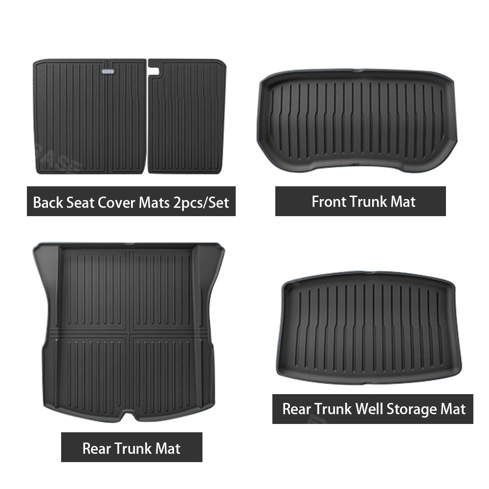 Model 3 Highland Trunk Mat Cargo Liner Back Seat Cover Tesla Interior Accessories 4PCS Set EVBASE