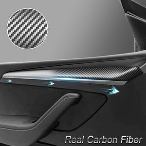 EVBASE Real Carbon Fiber Tesla Dashboard Front Door Cover Trim para el modelo 3 Y