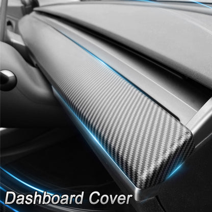 EVBASE Real Carbon Fiber Tesla Dashboard Front Door Cover Trim For Model 3 Y