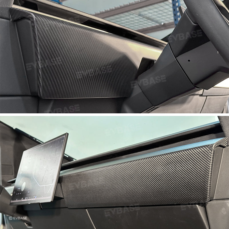 EVBASE Tesla Cybertruck Dashboard Cover Real Carbon Fiber Trim Panel Protection Center Console