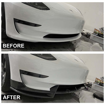 EVBASE Tesla Model Y Front Bumper Lip Fascia Front Lip Spoiler ABS Sport Body Kit Front Apron Model 3