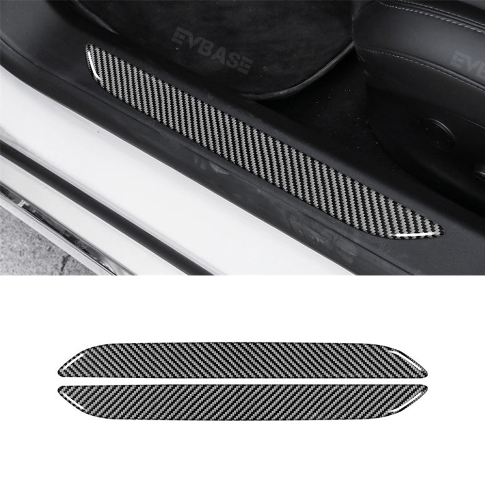 Tesla Model S Door Sill Protector Wet Carbon Fiber Pedal Anti-Scratch Kick Plate Door Sill Guard