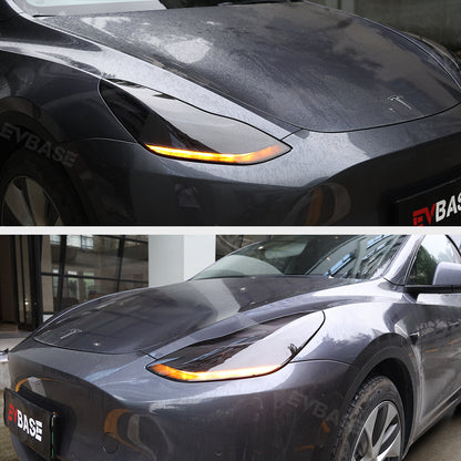 Tesla Model 3 Y Headlights Smoke Tint TPU Wrap Cover Protective Film PPF Paint Protection Film