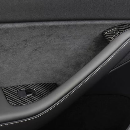 EVBASE Carbon Fiber Tesla Window Lift Button Trim Switch Cover Tesla Model 3 Y Left Hand Drive Door Armrest Panel Cover