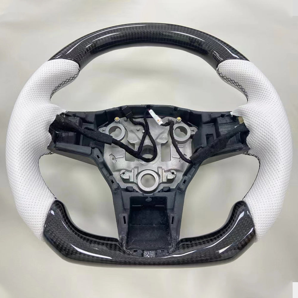 EVBASE Customized Tesla Carbon Fiber Steering Wheel Model 3 Y Tesla Accessrioes