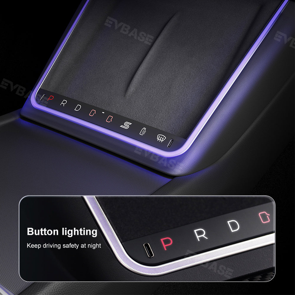 Tesla Model 3 Highland Wireless Charging Expansion Dock Center Console With Ambient Light Quick Buttons