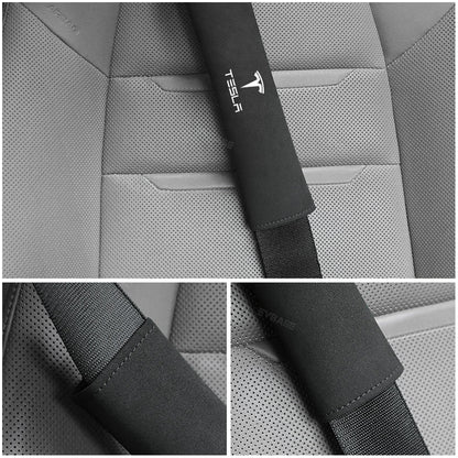 Tesla Seat Belt Cover Alcantara Suede Shoulder Pad for Model 3 Y X S Interior Accessories EVBASE