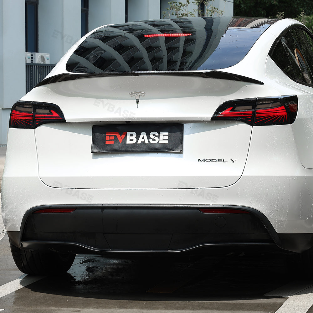 EVBASE Tesla Model Y Spoiler Real Carbon fiber Rear Trunk Lid Big Sport Spoiler Wing Glossy