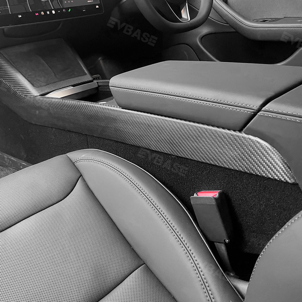 2024+ Model 3 & Y Center Console Side Cover Real Carbon Fiber Trim Panel Tesla Wrap Decoration