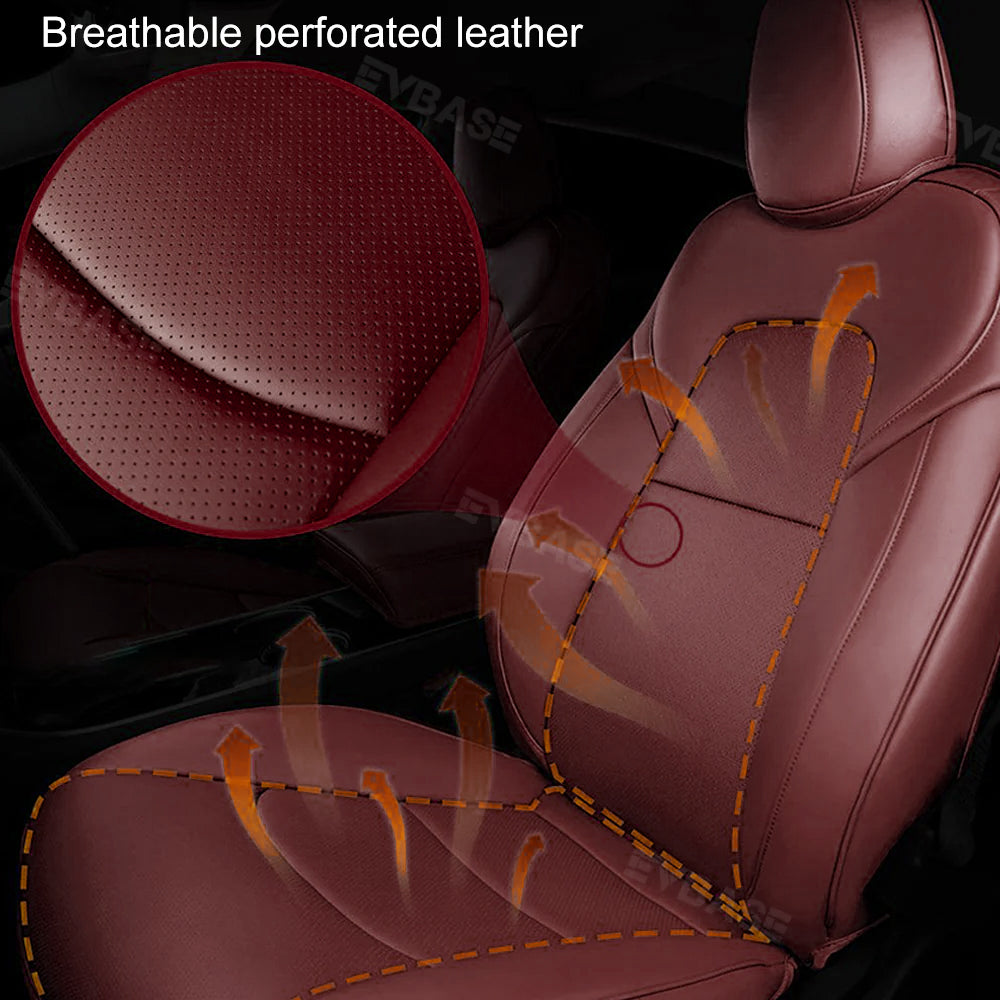 Custom Seat Covers Luxury NAPPA Litchi Vegan Leather Breathable Cushion For Tesla Model Y 3