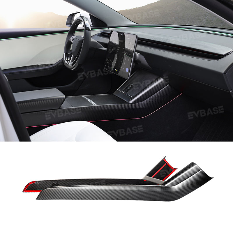 2025+ Model Y Juniper Center Console Side Panels Covers Real Carbon Fiber Trim Tesla Wrap Decoration