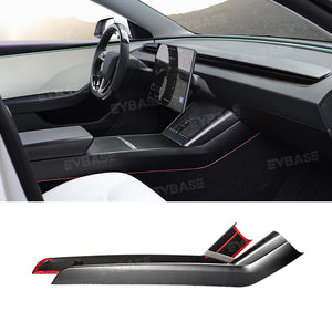 EVBASE Tesla Model 3 Highland Center Console Side Cover Real Carbon Fiber Trim Panel Wrap Decoration