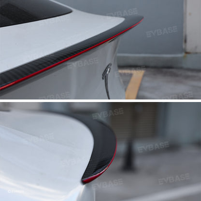 EVBASE Tesla Red Real Carbon Fiber Spoiler Wing for Model 3/Y