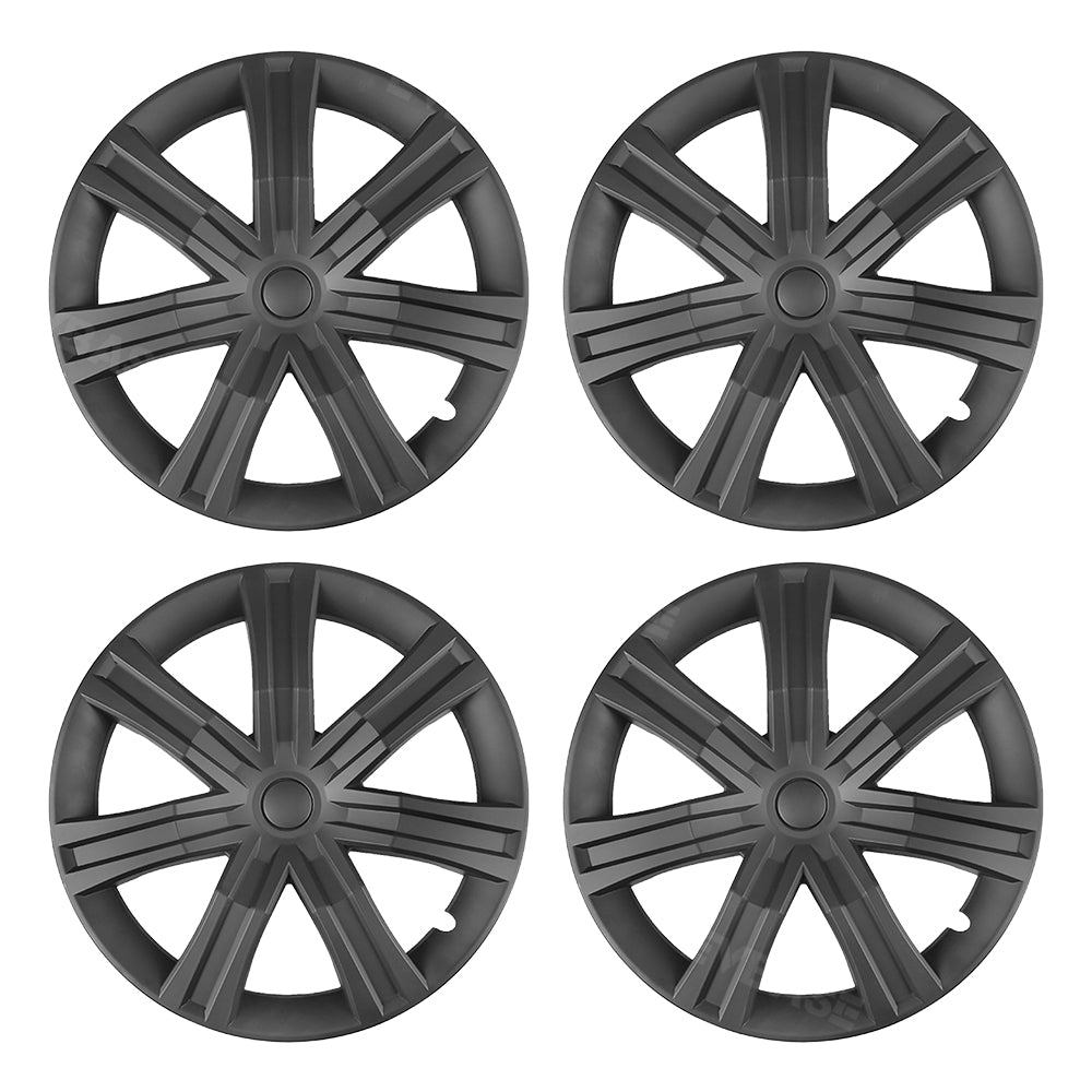 Tesla Model Y Wheel Covers 19 Inch Interstellar Style Matte Black Metal Grey Hubcaps Replacement