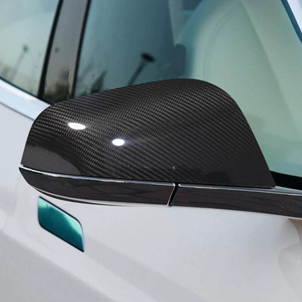 EVBASE Tesla Model X S Real Carbon Fiber Side Mirror Cover Anti-Scratch Model X S Exterior Accessories