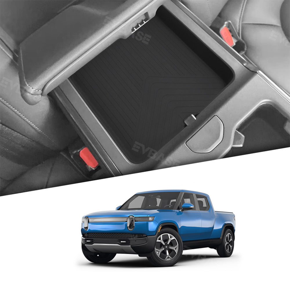 Rivian R1T/ R1S Rear Armrest Organizer Silicone Liner Non-Slip Mat Center Console Storage Box Tray