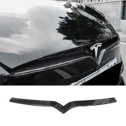 EVBASE Tesla Model S/X Front End Inlay Real Carbon Fiber Decorative V Trim Strip Panel