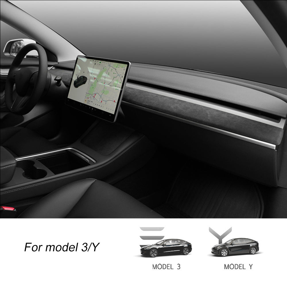 Tesla Model 3/Y Alcantara Dashboard Cover Interior Trim Dash Replacement Center Console Panel Strip