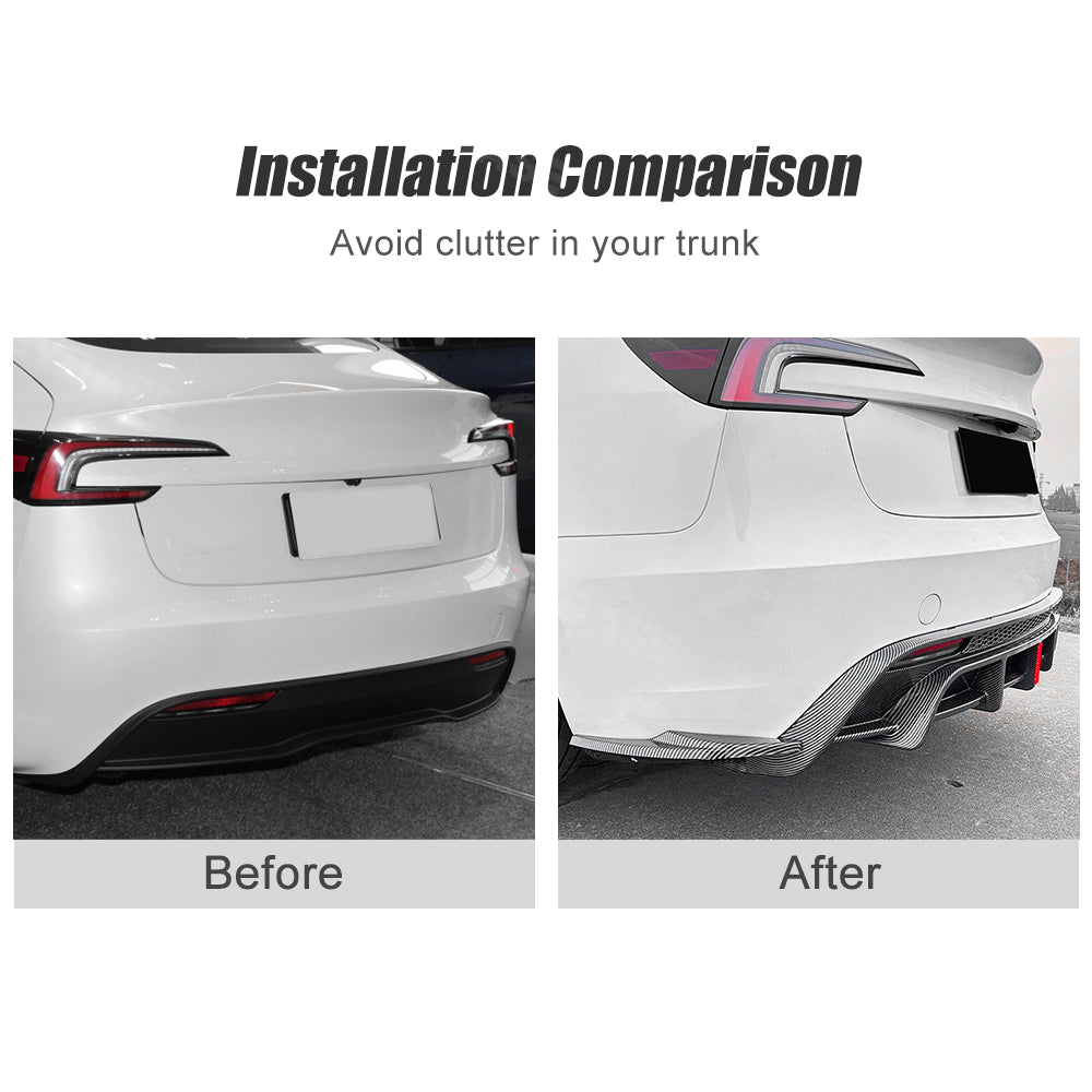 Tesla Model 3 Highland Rear Diffuser Bumper Lip ABS Spoiler Splitter Replacement With Brake Light