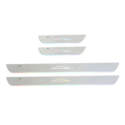 Tesla Cybertruck Illuminated Door Sill Protector LED Plates With Cybertruck Silhouette Triangle Body Logo