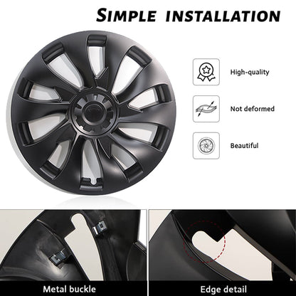 EVBASE Modelo 3 18inch Überturbine Cubierta de rueda para Tesla 3 18inch Turbine Wheel Cap Kit 4PCS Negro mate